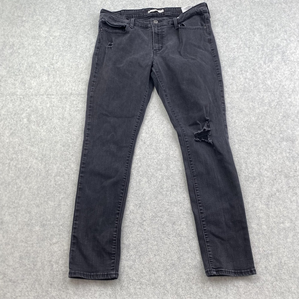 Levi's 711 Skinny Jeans Womens 33 (33x28) Charcoal Gray Distressed Denim